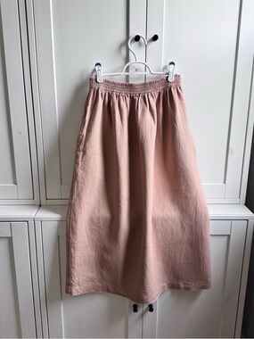 Women’s Linenfox Blush Pink A-Line Midi Skirt